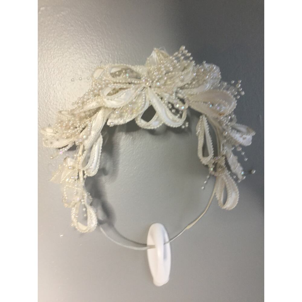 Vintage Wedding Gown Beaded Detachable Train Size 14 Headpiece - Picture 11 of 11